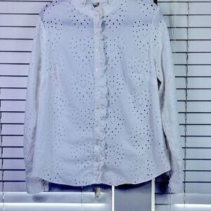 Boden White Eyelet Blouse. Size 12